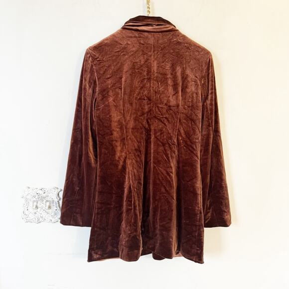 BiBi Mocha Brown Velvet Longline Blazer S - Picture 5 of 9